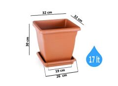 Omnipazar SO-VK03 Villa Kare Tabaklı Saksı Takımı 17 lt Kiremit 6 Adet