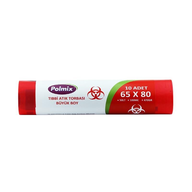 Omnipazar Polmix Tıbbi Atık 65x80 cm Büyük Boy Çöp Poşeti 20 Rulo 200 Ad 9.4 kg