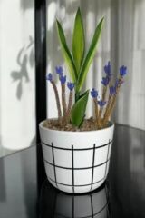 Omnipazar KRS-213 Dekoratif Karo Desenli Saksı 4.8 Litre No 3 Beyaz