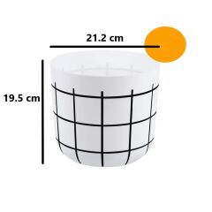 Omnipazar KRS-213 Dekoratif Karo Desenli Saksı 4.8 Litre No 3 Beyaz