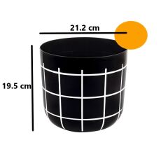 Omnipazar KRS-213 Dekoratif Karo Desenli Saksı 4.8 Litre No 3 Siyah