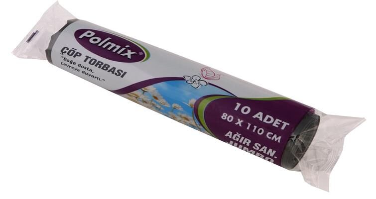 Omnipazar Polmix End Jumbo Ağır Sanayi Çöp Poşeti 80x110cm 10 Rulo 100 Ad 7 Kg Siyah