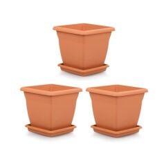 Omnipazar SO-VK05 Villa Kare Tabaklı Saksı Takımı 64 lt Kiremit 3 Adet