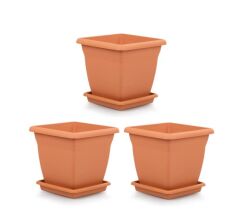 Omnipazar SO-VK05 Villa Kare Tabaklı Saksı Takımı 64 lt Kiremit 3 Adet