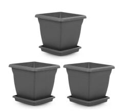 Omnipazar SO-VK06 Villa Kare Tabaklı Saksı Takımı 110 lt Antrasit 3 Adet