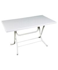 Omnipazar SY-2577 Beyaz Dikdörtgen Plastik Katlanır Masa 70x120cm