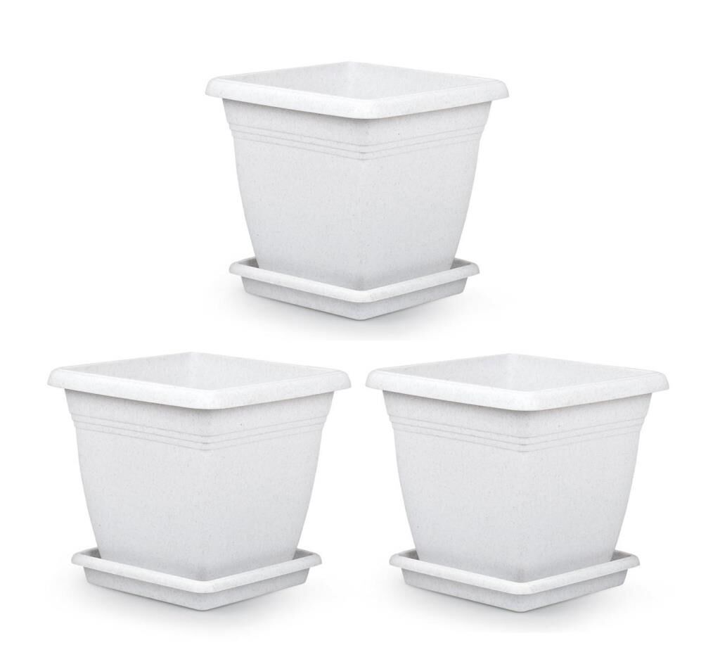 Omnipazar SO-VK06 Villa Kare Tabaklı Saksı Takımı 110 lt Kirli Beyaz 3 Adet