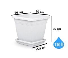 Omnipazar SO-VK06 Villa Kare Tabaklı Saksı Takımı 110 lt Kirli Beyaz 3 Adet