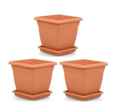 Omnipazar SO-VK06 Villa Kare Tabaklı Saksı Takımı 110 lt Kiremit 3 Adet