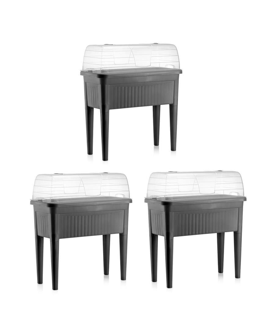 Omnipazar SO-ABS3 Fanuslu Ayaklı Bahçe Yetiştirme Saksı 60 lt Antrasit 3 Adet