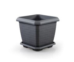 Omnipazar SO-HK03 Hisar Kare Tabaklı Saksı 25.5 litre No 3 Antrasit (116)