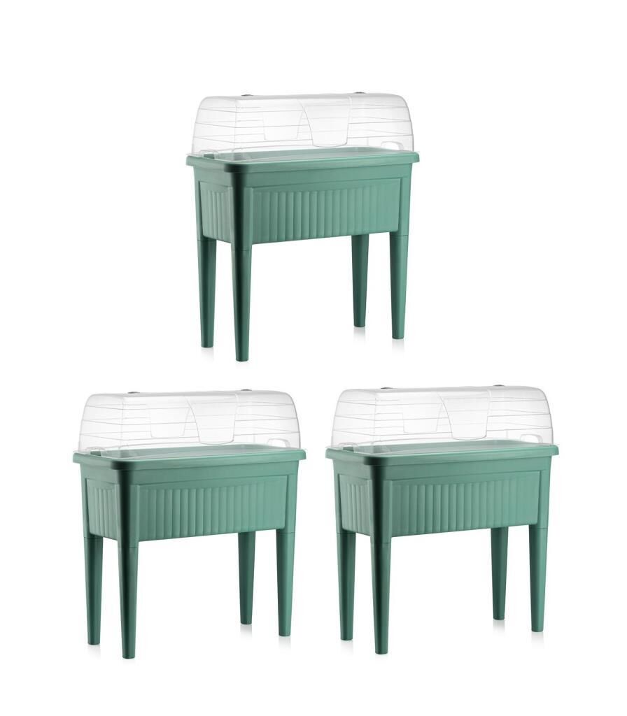 Omnipazar SO-ABS3 Fanuslu Ayaklı Bahçe Yetiştirme Saksı 60 lt Yeşil 3 Adet