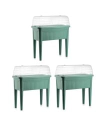 Omnipazar SO-ABS3 Fanuslu Ayaklı Bahçe Yetiştirme Saksı 60 lt Yeşil 3 Adet