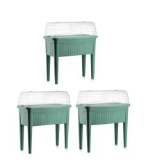 Omnipazar SO-ABS3 Fanuslu Ayaklı Bahçe Yetiştirme Saksı 60 lt Yeşil 3 Adet