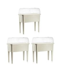 Omnipazar SO-ABS3 Fanuslu Ayaklı Bahçe Yetiştirme Saksı 60 lt Kirli Beyaz 3 Adet