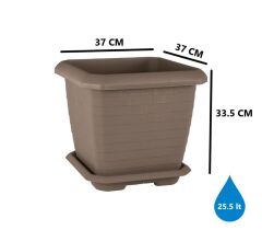 Omnipazar SO-HK03 Hisar Kare Tabaklı Saksı 25.5 litre No 3 Mocha