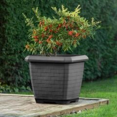 Omnipazar SO-HK03 Hisar Kare Tabaklı Saksı 25.5 litre No 3 Mocha