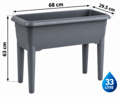 Omnipazar SO-VBA01 Villa Ayaklı Bahçe Saksı Takımı 33 Litre No 1 Antrasit (116)
