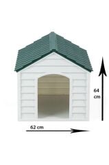 Omnipazar SY-5100 Dış Mekan Plastik Pet Köpek Kulubesi Yeşil-Beyaz