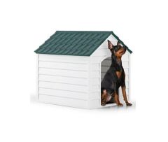 Omnipazar SY-5100 Dış Mekan Plastik Pet Köpek Kulubesi Yeşil-Beyaz