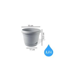 Omnipazar KRS Dekoratif İnci Bitki Çiçek Saksı Takımı 5'li Set Gri