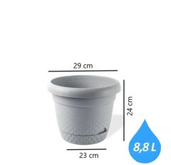 Omnipazar KRS Dekoratif İnci Bitki Çiçek Saksı Takımı 5'li Set Gri