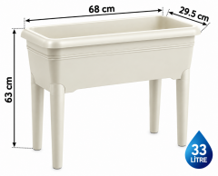 Omnipazar SO-VBA01 Villa Ayaklı Bahçe Saksı Takımı 33 Litre No 1 Kirli Beyaz (113)