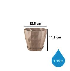 Omnipazar SO-KRT Dekoratif Kristal Saksı Takımı 5'li Set Mocha