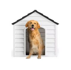 Omnipazar SY-5100 Dış Mekan Plastik Pet Köpek Kulubesi Antrasit-Beyaz