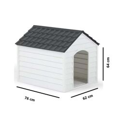 Omnipazar SY-5100 Dış Mekan Plastik Pet Köpek Kulubesi Antrasit-Beyaz