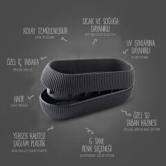 Omnipazar KRS-372 Dekoratif Plastik Mercan Uzun Saksı 1.3 Litre 3'lü Set