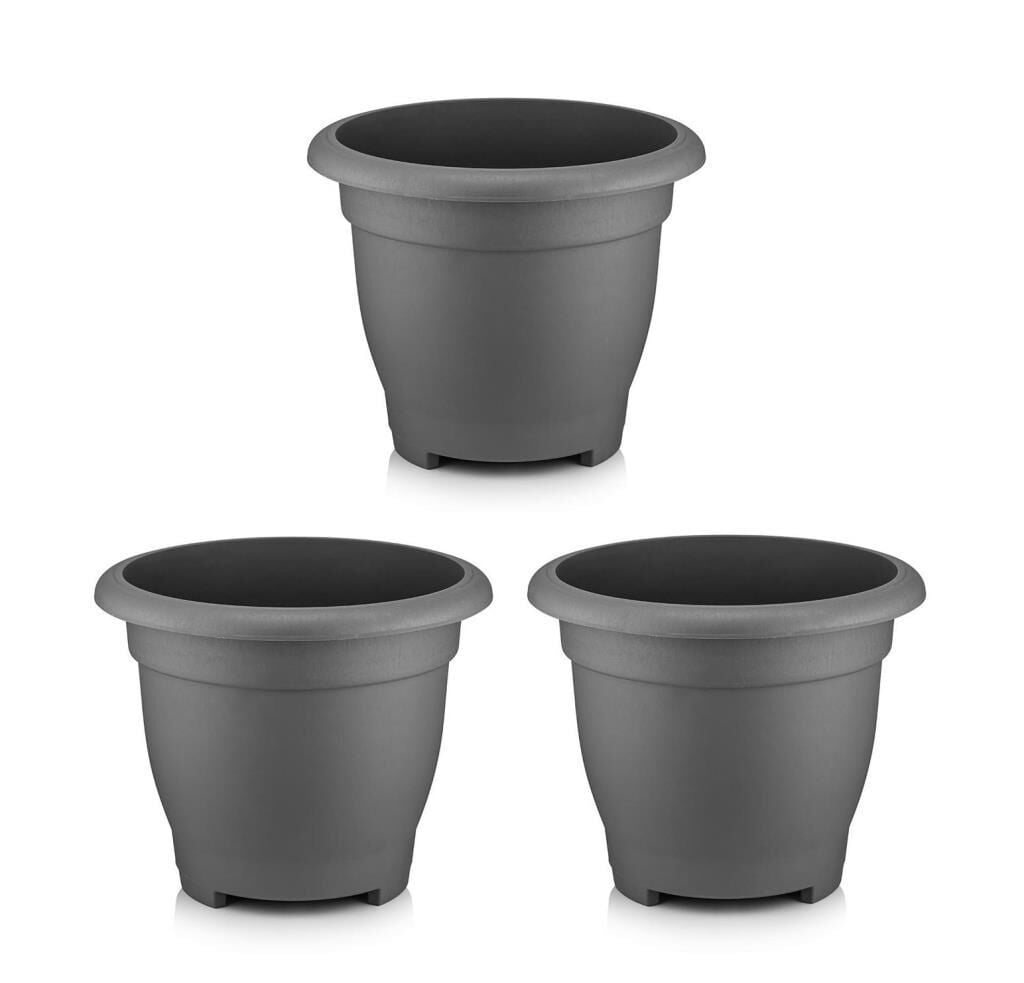 Omnipazar SO-VHS8 Dekoratif Vaha Saksı İç ve Dış Mekan 54 lt Antrasit 3 Adet