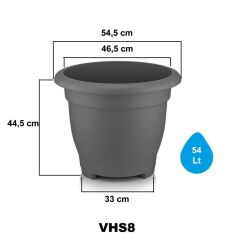 Omnipazar SO-VHS8 Dekoratif Vaha Saksı İç ve Dış Mekan 54 lt Antrasit 3 Adet