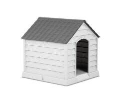 Omnipazar SY-5101 Dış Mekan Plastik Büyük Pet Köpek Kulubesi Antrasit-Taş Gri