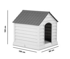 Omnipazar SY-5101 Dış Mekan Plastik Büyük Pet Köpek Kulubesi Antrasit-Taş Gri