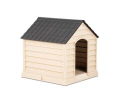 Omnipazar SY-5101 Dış Mekan Plastik Büyük Pet Köpek Kulubesi Kahve-Bej