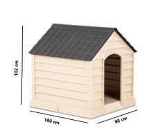 Omnipazar SY-5101 Dış Mekan Plastik Büyük Pet Köpek Kulubesi Kahve-Bej