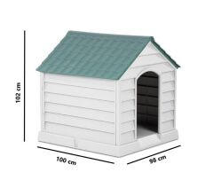 Omnipazar SY-5101 Dış Mekan Plastik Büyük Pet Köpek Kulubesi Yeşil-Taş Gri
