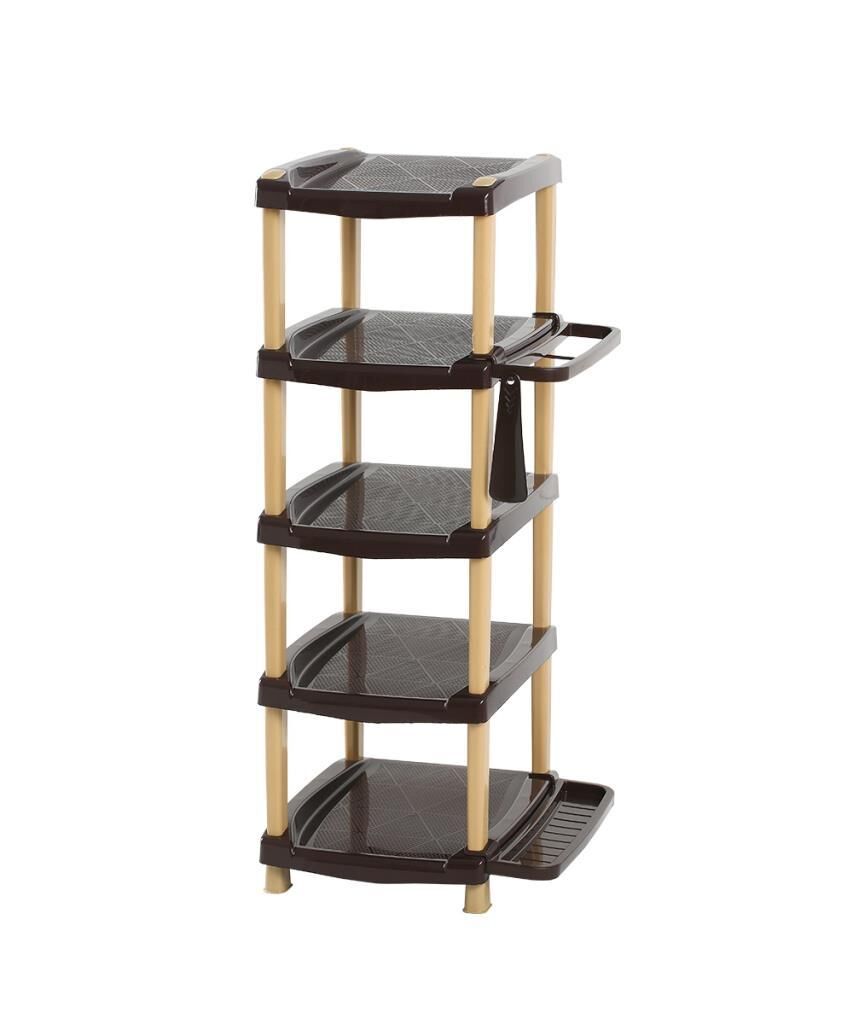 Omnipazar SY-5140 Plastik Smartline Tekli Ayakkabılık 5 Katlı Kahverengi