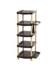 Omnipazar SY-5140 Plastik Smartline Tekli Ayakkabılık 5 Katlı Kahverengi