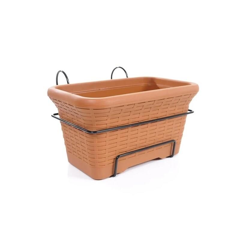 Omnipazar SO-HB01A Askılı Hasır Desen Balkon Saksı 6.5 Litre No 1 Kiremit (108)