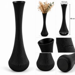 Omnipazar SO-SV01 Sedef Vazo Çiçek Plastik Saksı Siyah