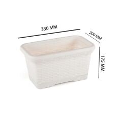 Omnipazar SO-HB01A Askılı Hasır Desen Balkon Saksı 6.5 Litre No 1 Kirli Beyaz (113)