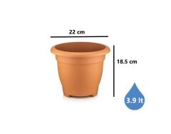 Omnipazar SO-VHS3 Dekoratif Vaha Saksı İç ve Dış Mekan 3.9 Litre No 3 Kiremit (108)