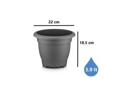 Omnipazar SO-VHS3 Dekoratif Vaha Saksı İç ve Dış Mekan 3.9 Litre No 3 Antrasit (116)