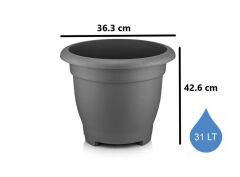 Omnipazar SO-VHS7 Dekoratif Vaha Saksı İç ve Dış Mekan 31 lt Antrasit 5 Adet