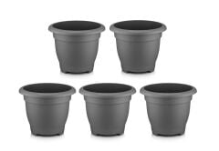 Omnipazar SO-VHS7 Dekoratif Vaha Saksı İç ve Dış Mekan 31 lt Antrasit 5 Adet