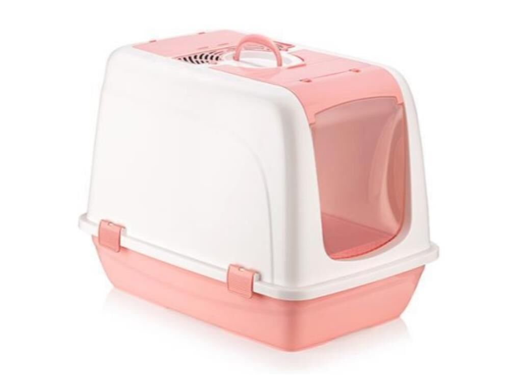 Omnipazar SY-5092 Büyük Kapaklı Evcil Hayvan Kedi Tuvaleti Pembe