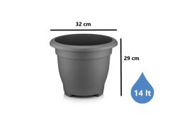 Omnipazar SO-VHS5 Dekoratif Vaha Saksı İç ve Dış Mekan 14 lt Antrasit 6 Adet