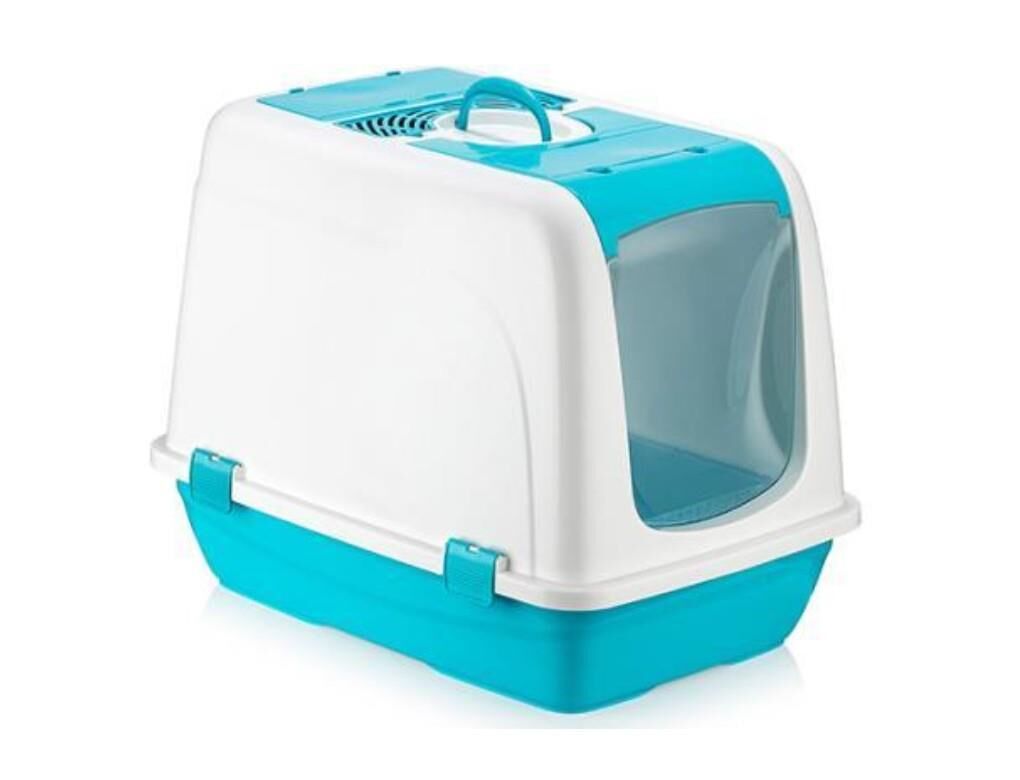 Omnipazar SY-5092 Büyük Kapaklı Evcil Hayvan Kedi Tuvaleti Turkuaz
